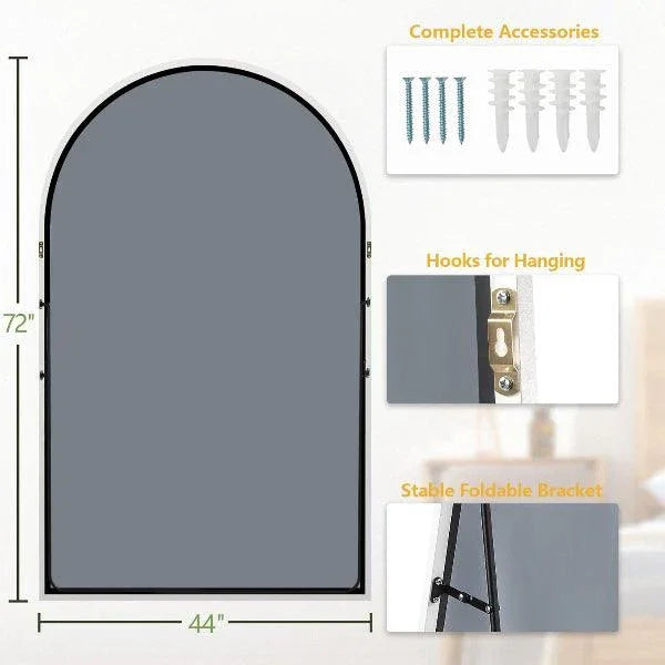 MELOMOIR Oversized Floor Mirror, Free Standing Leaning or Hanging, Suitable for Bedroom Living Room Home Gym Cloakroom, Thin Aluminum Frame, Tempered Glass, White